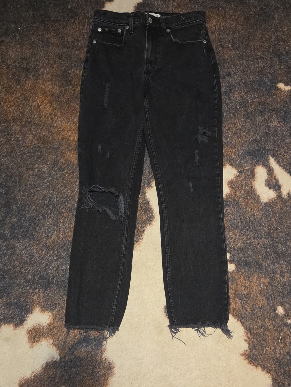 Abercrombie & Fitch Black Distressed Boyfriend Jeans